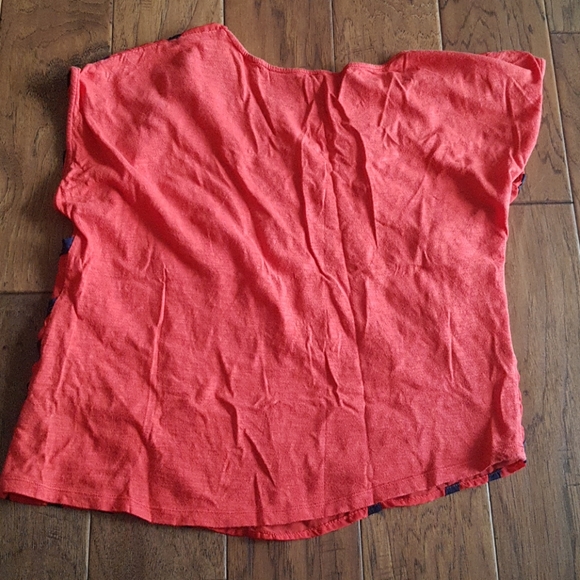 Ecote Orange Sheer Front Top with Navy Detail - Picture 9 of 10